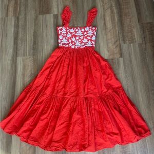 Carolina K Kuna Maxi Dress Orange Fall Leaves Thanksgiving Dress